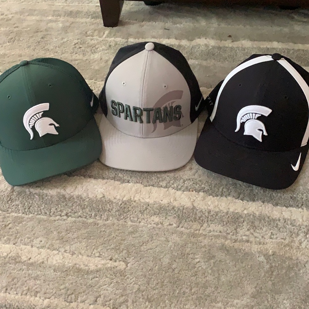 Three Nike Spartans hats